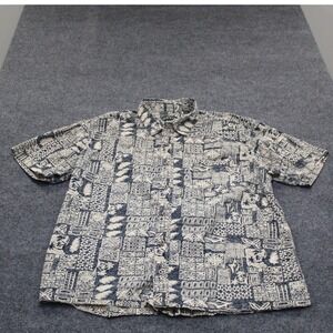 ORVIS Mens XXL Aloha Hawaiian Shirt Short Sleeve All Over Print Button Up